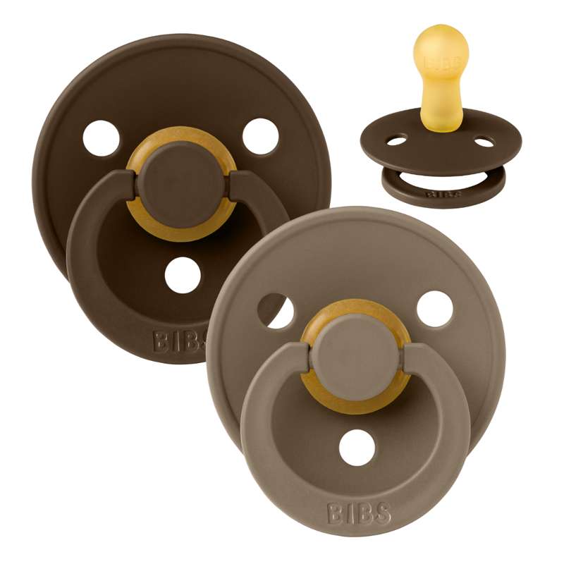 BIBS Rund Colour Sut - 2-Pack - Strl. 2 - Naturgummi - Mocha/Dark Oak