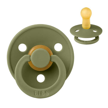 Bibs Rund Colour Napp - strl. 2 - naturgummi - Oliv 