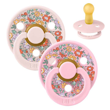 BIBS Rund färg nippel - 2-pack - strl. 2 - naturgummi - Liberty - Oscar Meadow/Petal Mix 