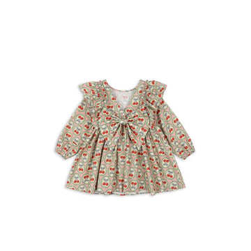 Konges Sløjd Evia Långärmad Bow Klänning - GOTS - Cherry Bow 