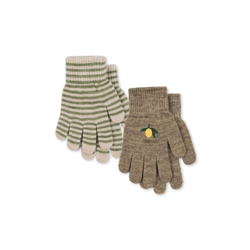 Konges Sløjd Filla Vanter - 2-pak - Lemon/Stripe