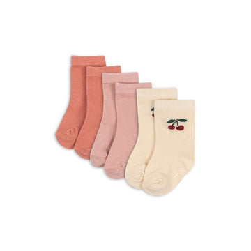 Konges Sløjd Jacquardsockor - 3-pack - Cherry Mix 