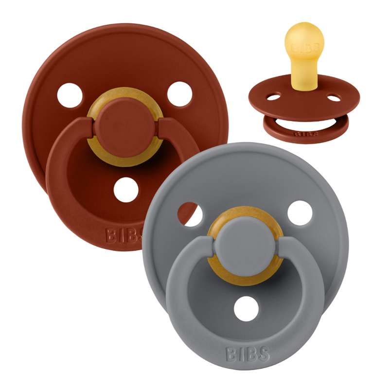 Bibs Rund Colour Napp - 2-Pack - strl. 1 - naturgummi - Rost/Rök 