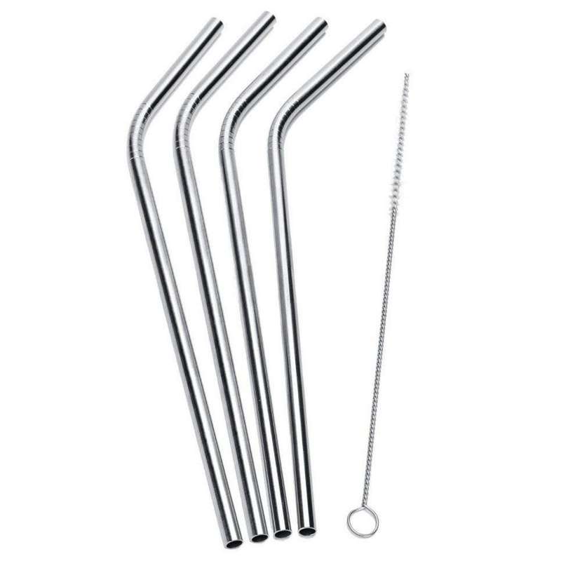 Pulito SteelStraw Stålsugrör m. Borste - 4-Pack - m. Knäck - 22 cm./6mm.