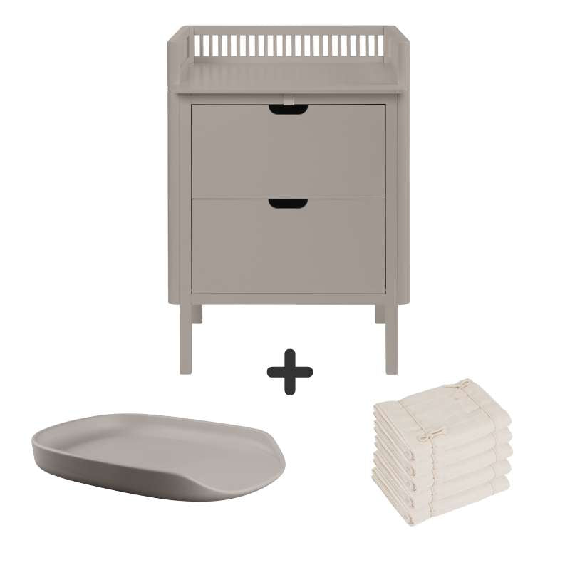 Sebra Skötbord med lådor - Jetty Beige - Bundle 1 