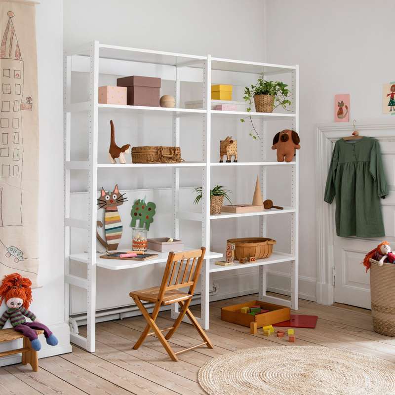Hoppekids STOREY - Sæt m. 8 Hylder og Skriveplade - 80 cm. - Hvid