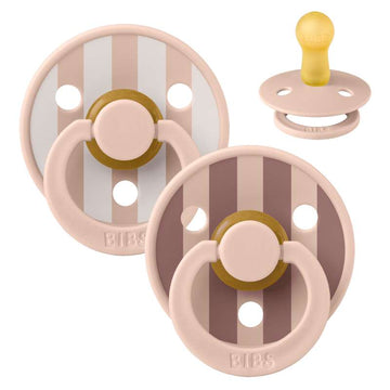BIBS Rund Colour Napp - 2-pack - Stl. 2 - Naturgummi - Block Studio - Blush Mix
