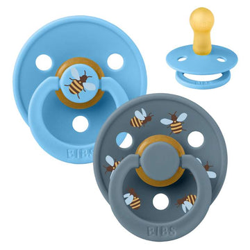 BIBS Rund Colour Napp - 2-pack - Stl. 2 - Naturgummi - Bumblebee Studio - Breeze Mix