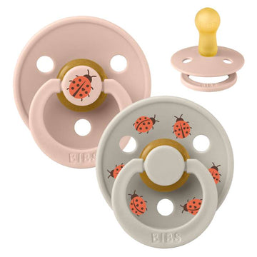 BIBS Rund Colour Napp - 2-pack - Stl. 2 - Naturgummi - Ladybug Studio - Blush Mix