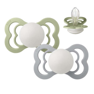 BIBS Symmetrisk Supreme Napp - 2-pack - Stl. 2 - Silikon - GLOW - Sage/Cloud