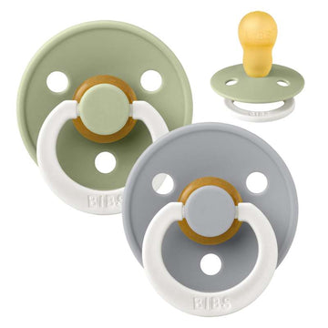 BIBS Rund Colour Sut - 2-Pack - Strl. 3 - Naturgummi - GLOW - Sage/Cloud