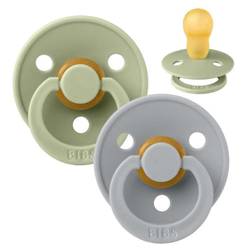 BIBS Rund Colour Sut - 2-Pack - Strl. 3 - Naturgummi - Sage/Cloud