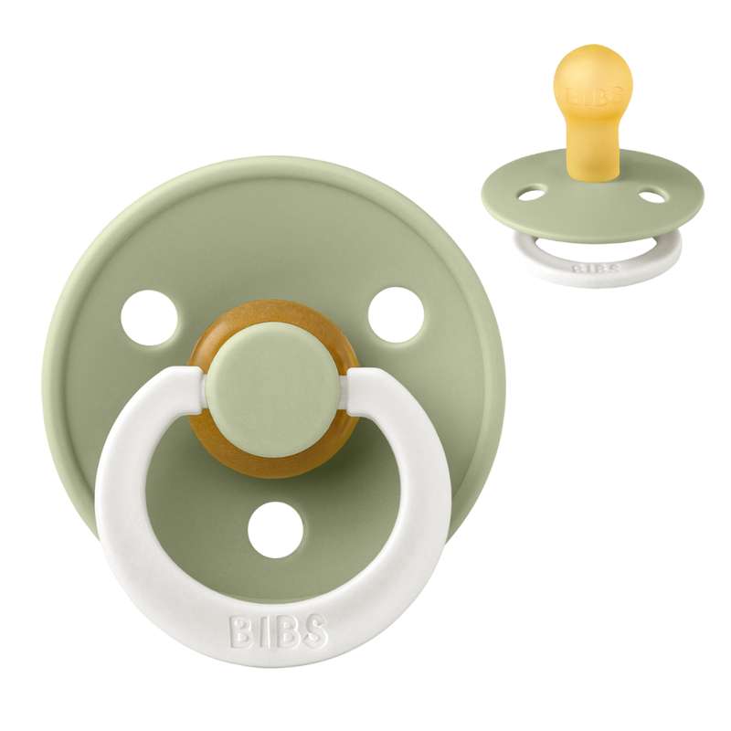 Bibs Rund Colour Napp - strl. 1 - naturgummi - GLOW - Salvia 
