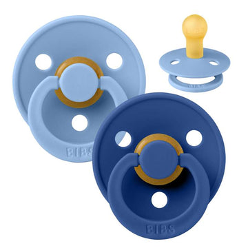 Bibs Rund Colour Napp - 2-Pack - strl. 1 - naturgummi - Himlablå/Kornblomma 