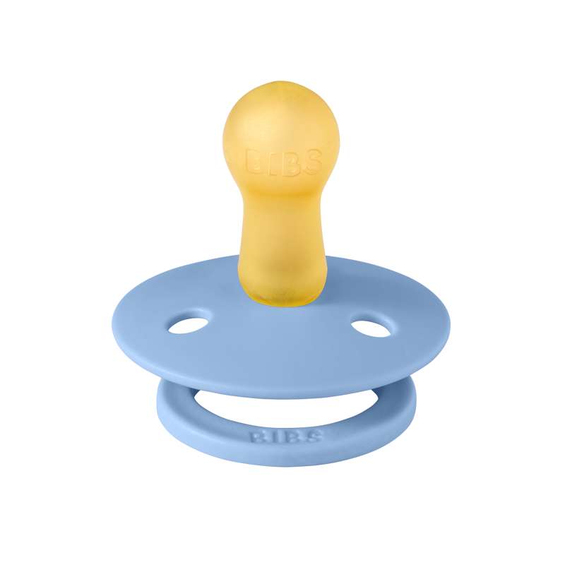 Bibs Rund Colour Napp - strl. 2 - naturgummi - Himmelblå 