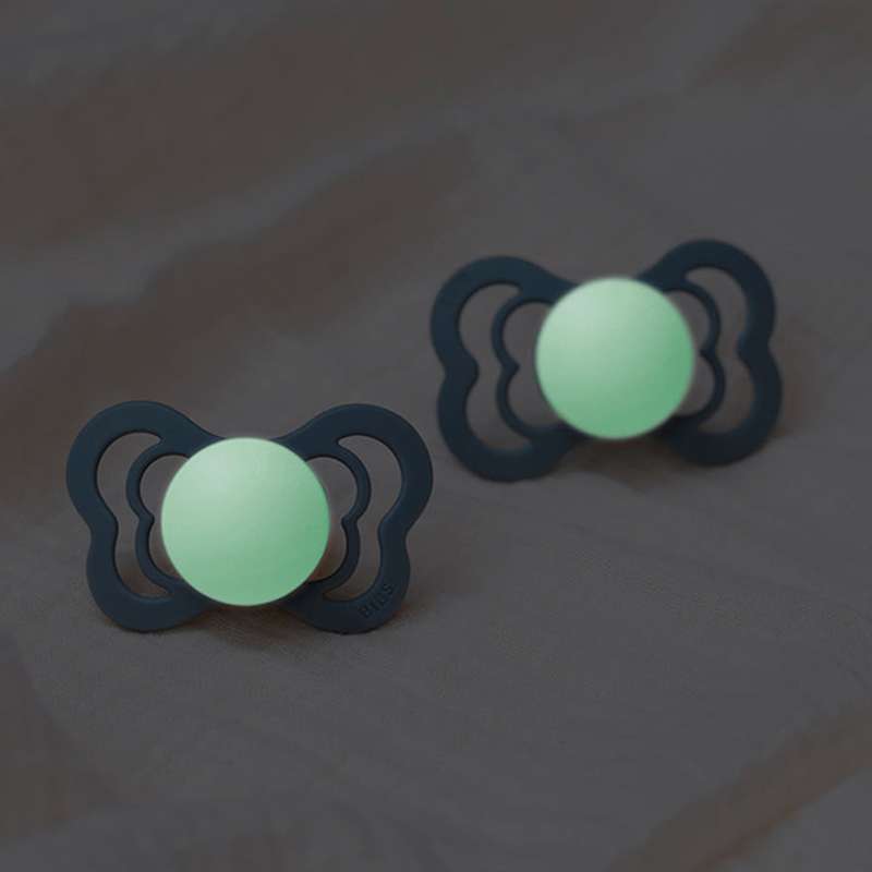 BIBS Symmetrisk Supreme Napp - 2-pack - Stl. 2 - Naturgummi - GLOW - Blush/Vanilla
