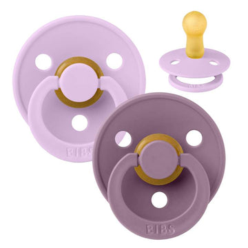 Bibs Rund Colour Napp - 2-Pack - strl. 2 - naturgummi - Lila Himmel/Mauve 