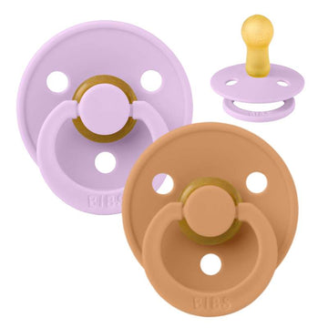 BIBS Rund Colour Sut - 2-Pack - Strl. 2 - Naturgummi - Violet Sky/Pumpkin