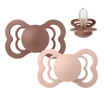 BIBS Symmetrisk Supreme Napp - 2-pack - Stl. 2 - Silikon - Woodchuck/Blush