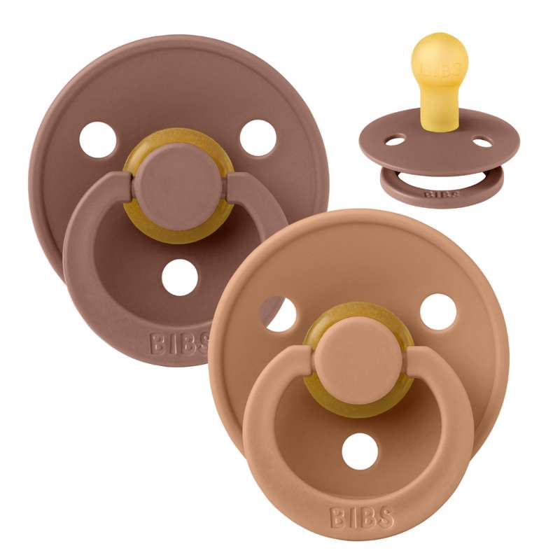 BIBS Rund Färg Sut - 2-Pack - Str. 1 - Naturgummi - Woodchuck/Earth