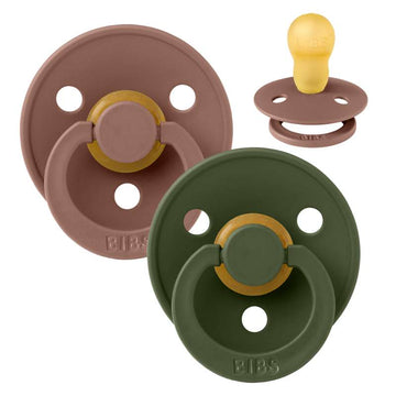 Bibs Rund Colour Napp - 2-Pack - strl. 3 - naturgummi - Woodchuck/Hunter Green 