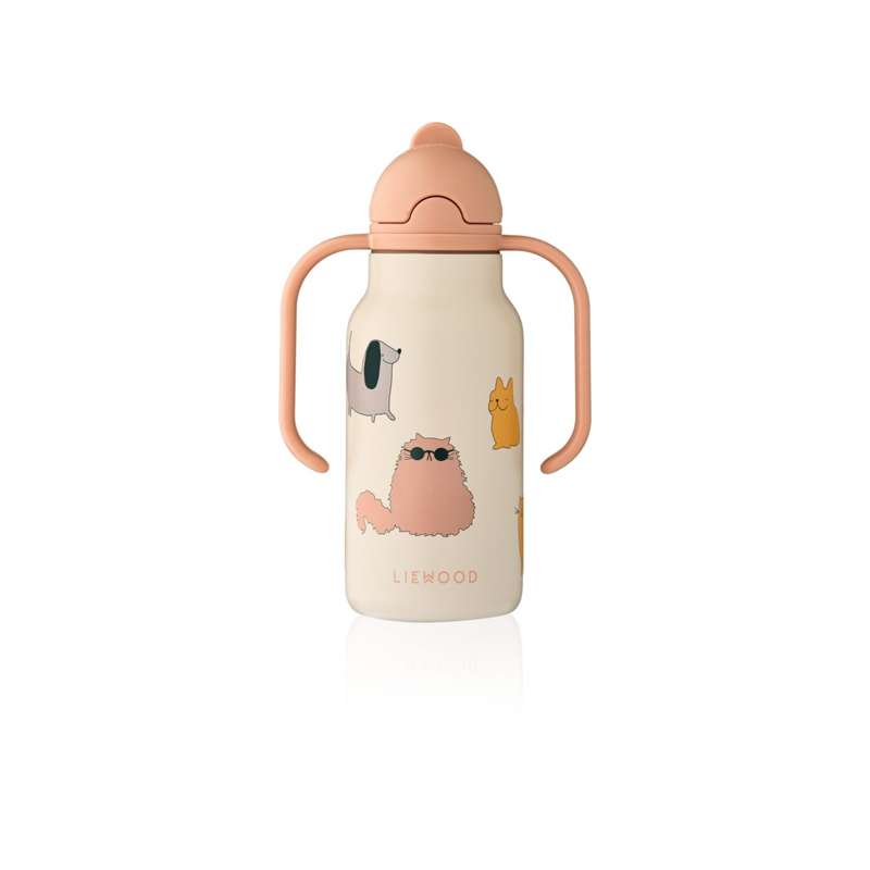 Liewood Kimmie Drikkeflaske - Rustfrit Stål - 250ml - Cats and Dogs/Sandy