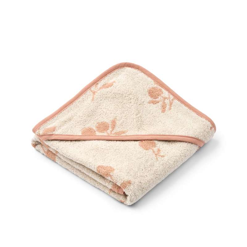 Liewood Alba Babyhandduk med huva - Peach/Sea Shell 