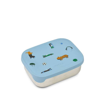 Liewood Arthur Ruminddelt Madkasse - Stål/Silikone - Fun/Beach Blue