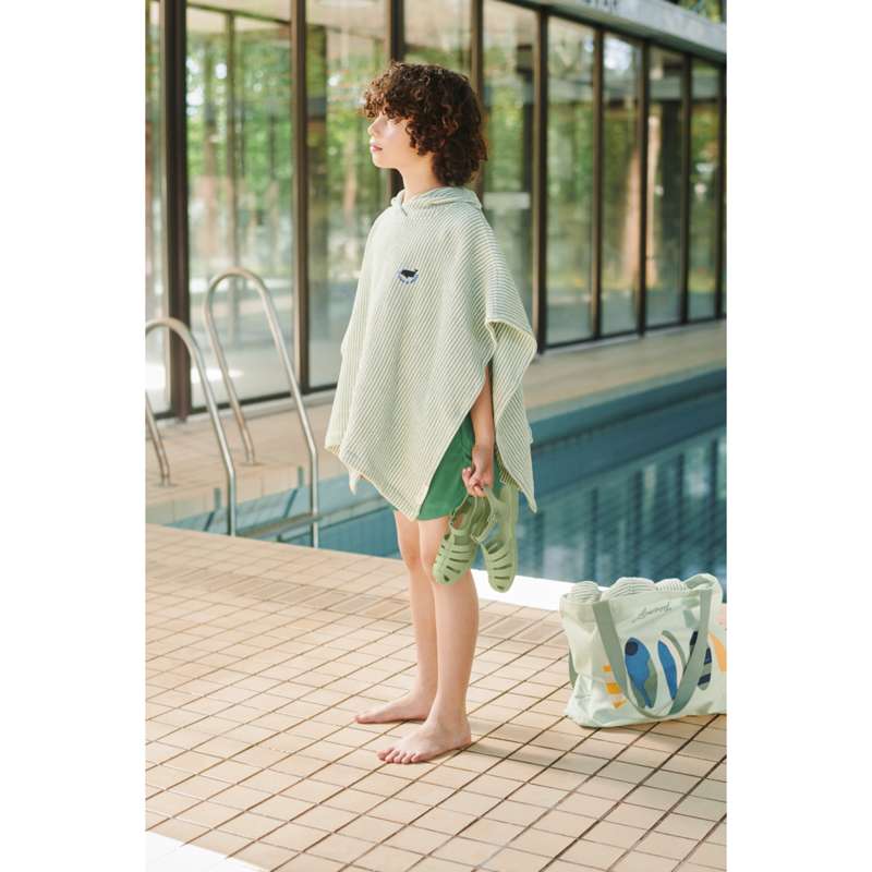 Liewood Paco Poncho - Broderad - Y/D Rand Pepparmint/Creme de la Creme 