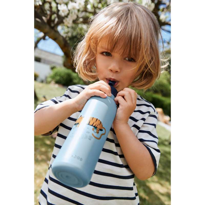 Liewood Falk Drikkeflaske - Rustfrit Stål - 500ml - Tiger/Beach Blue