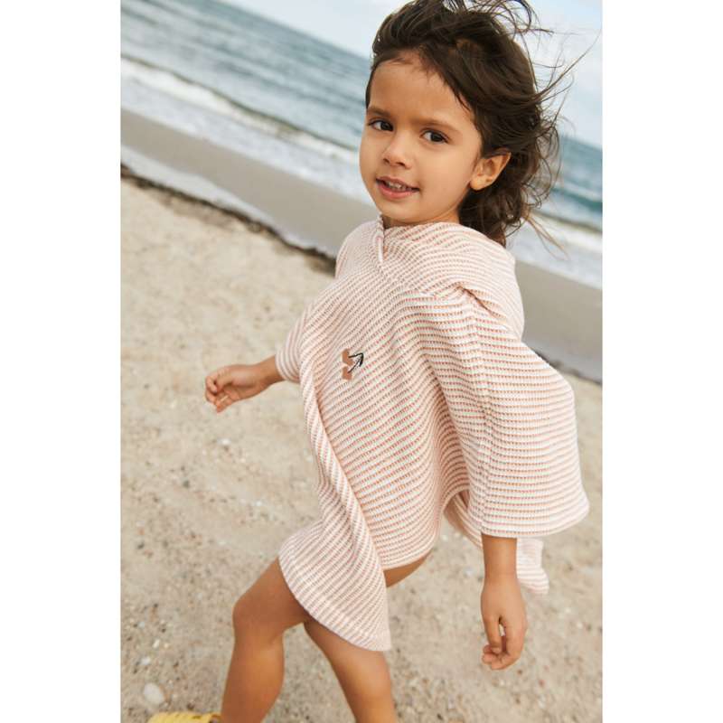 Liewood Paco Poncho - Broderad - Y/D Randig Tuscany Rose/Creme de la Creme 