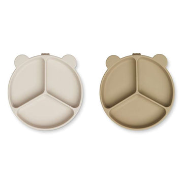 Liewood Stacy Halksäker Tallrik med Fack - 2-pack - Sandy/Oat