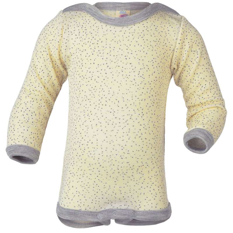 Engel Natur Bodysuit med långa ärmar - Ull/Siden - Naturliga prickar