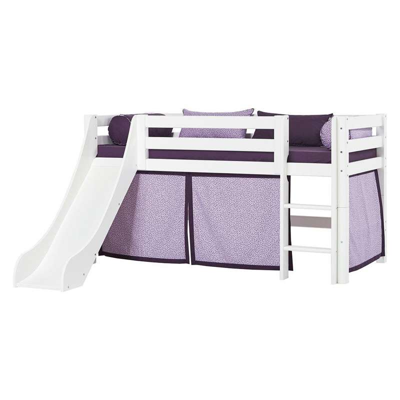 Hoppekids ECO Luxury - Halvhøj Seng m. Rutsjebane - 90x200 cm. - Fleksibel Indlægsbund - Hvid