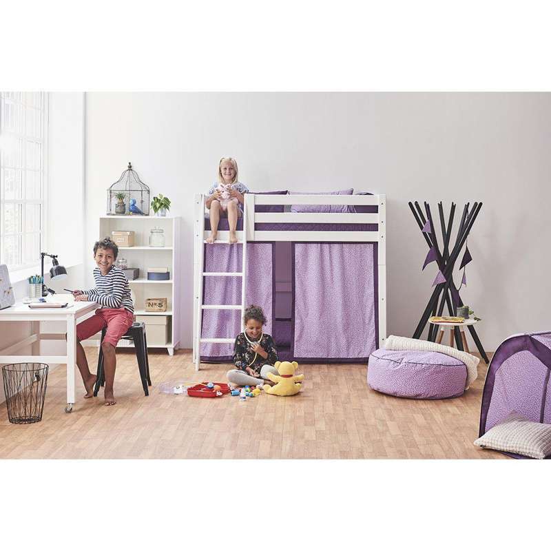 Hoppekids ECO Luxury - Mellanhöjd Säng - 90x200 cm. - Sned Stege - Flexibel Botten - Vit