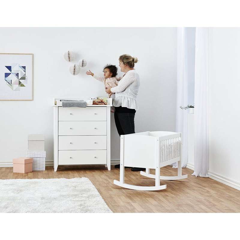 Hoppekids Quiltet Vuggerand - 40x80 cm. - Hvid