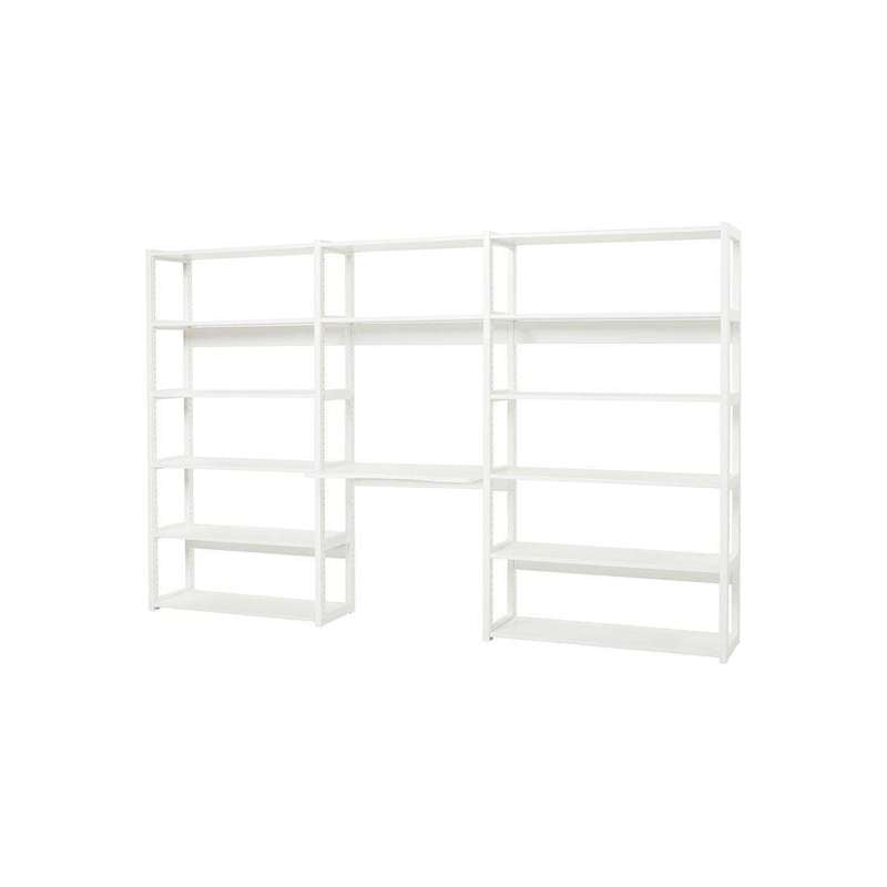 Hoppekids STOREY - Reol - 3 Sektioner m. 12 Hylder og Skriveplade - Flere Størrelser - Hvid