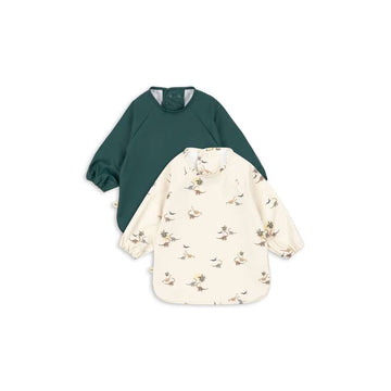 Konges Sløjd 2 PACK DINNER BIB WITH SLEEVES - Kubi/Rain Forest