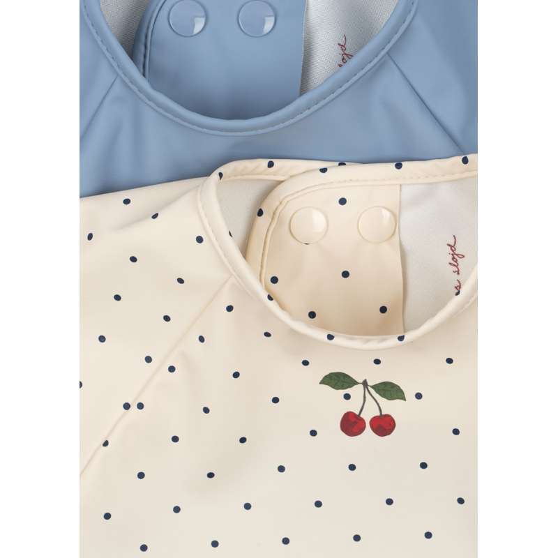 Konges Sløjd 2 PACK DINNER BIB WITH SLEEVES - Navy Dot/Rain Washed