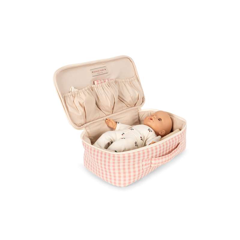 Konges Sløjd Babydukke m. Taske og Tilbehør - Pink Check