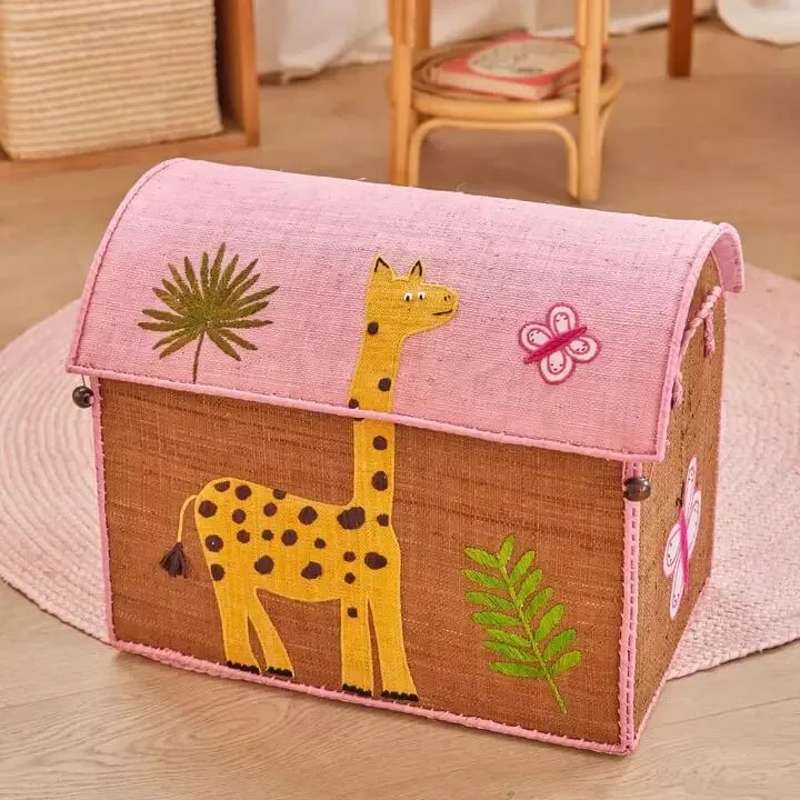 RICE Raffia Förvaringshus - Wildlife - Rosa - Mellan 